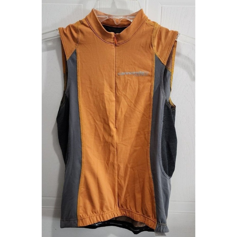 Cannondale Carbon Women's Cycle Jersey 1/4 Zip Sleeveless Stretch Orange Size P